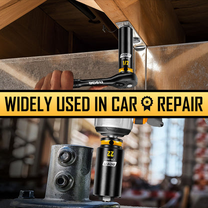 boen 3/8'' Drive Impact Socket Set, 50PCS Standard SAE (5/16 to 3/4 inch) and Metric (8mm-22mm), Deep & Shallow Size, 6-Point with Yellow Embossed Marking, CR-MO