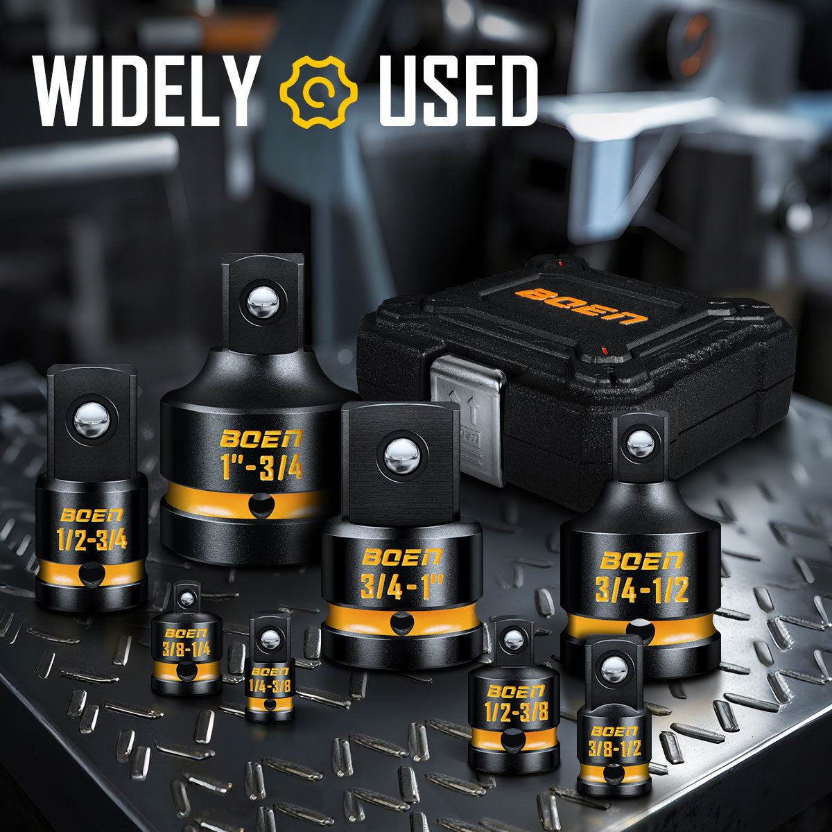 BOEN 8-Piece Impact Socket Adapter & Reducer Set, 1/4, 3/8, 1/2", 3/4", Cr-Mo Steel Impact Driver & Wrench Conversion Kit with Deep Embossed and Painted Marking