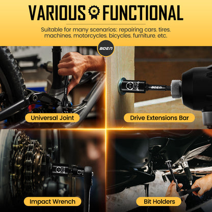 BOEN 1/4" Drive Metric Impact Socket Set, 66-Piece (4-14mm) Deep & Shallow Kit, Includes 5-15mm Swivel Sockets, 72T Ratchet Handle, 2", 4", 6" Extension Bar, Adapters, Universal Joint & Impact Bit