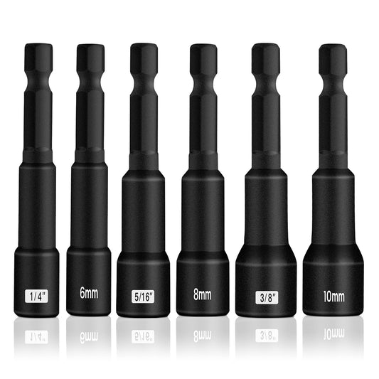 BOEN 1/4 in Sae,Metric 6 Pcs Magnetic Nut Impact Drill Driver Bit Set - BOEN