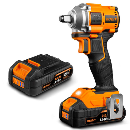 boen 1PCS 2.0Ah Battery + 260FT - LBS(350N.m) Cordless Impact Wrench - BOEN