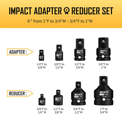 BOEN 53 Piece Impact Socket & Adapter Set - BOEN