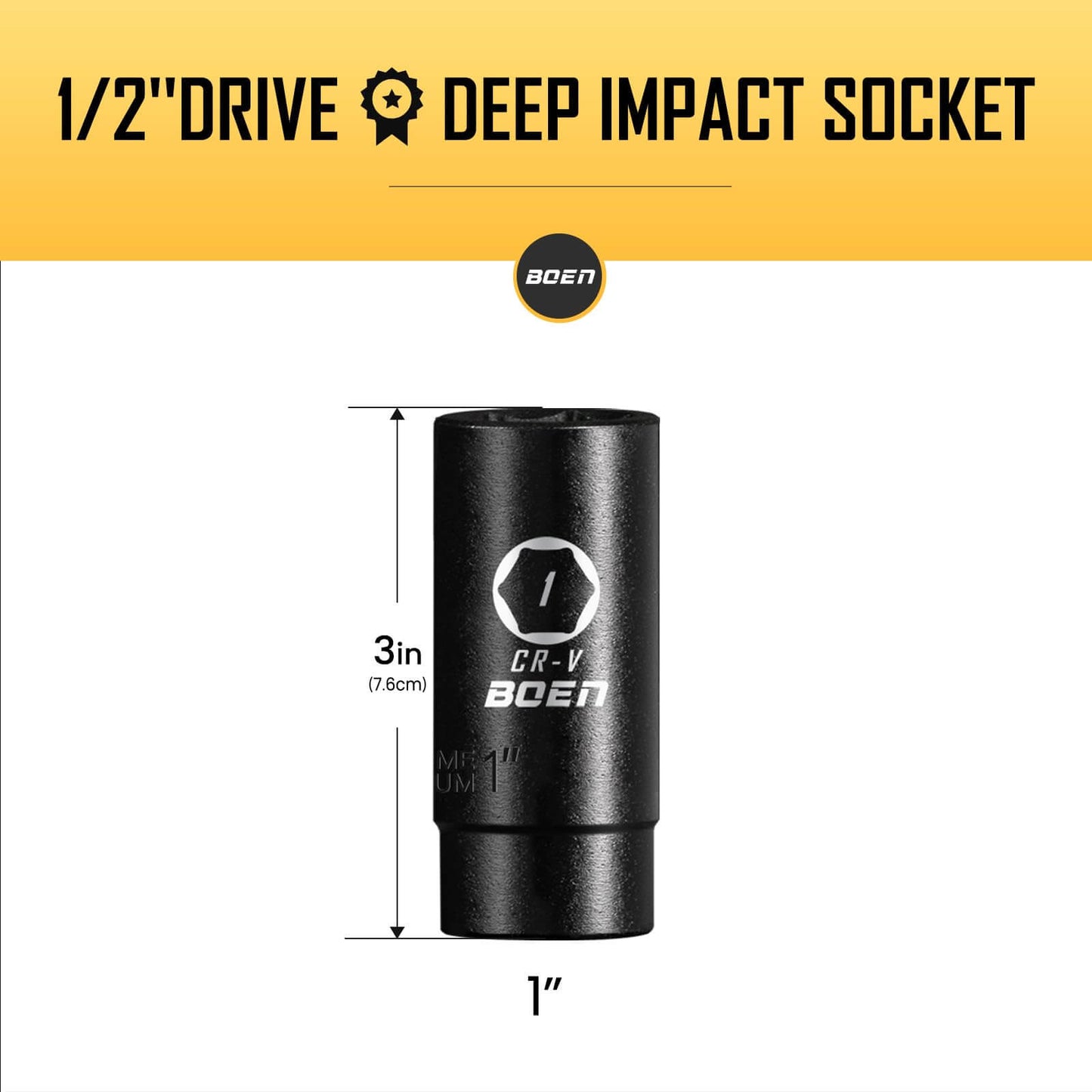 BOEN Tools 1/2" Dr 1inch SAE Deep Sockets - BOEN