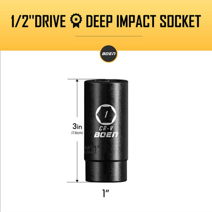 BOEN Tools 1/2" Dr 1inch SAE Deep Sockets - BOEN