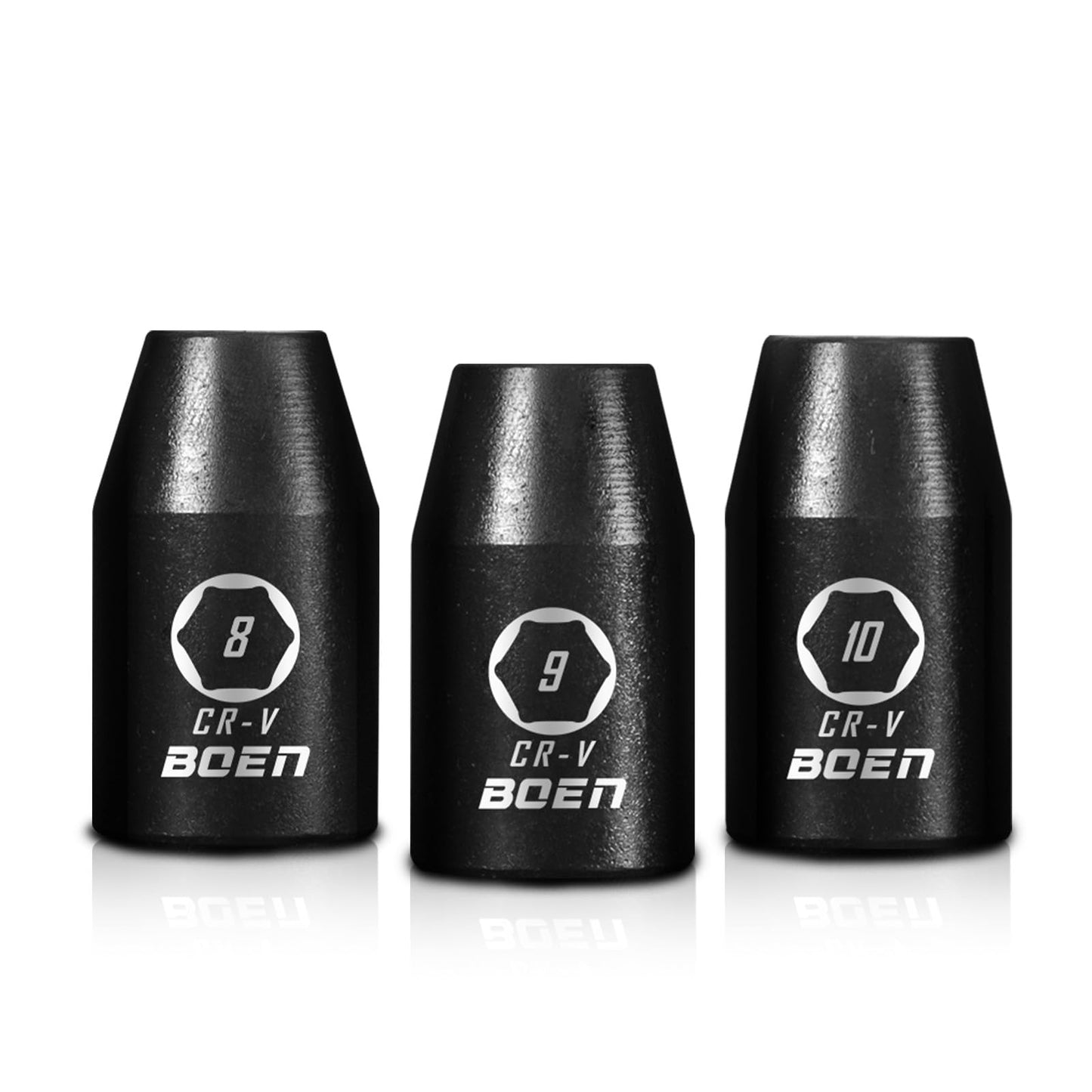 BOEN Tools 1/2" Drive 8/9/10mm Metric Shallow impact Sockets - BOEN