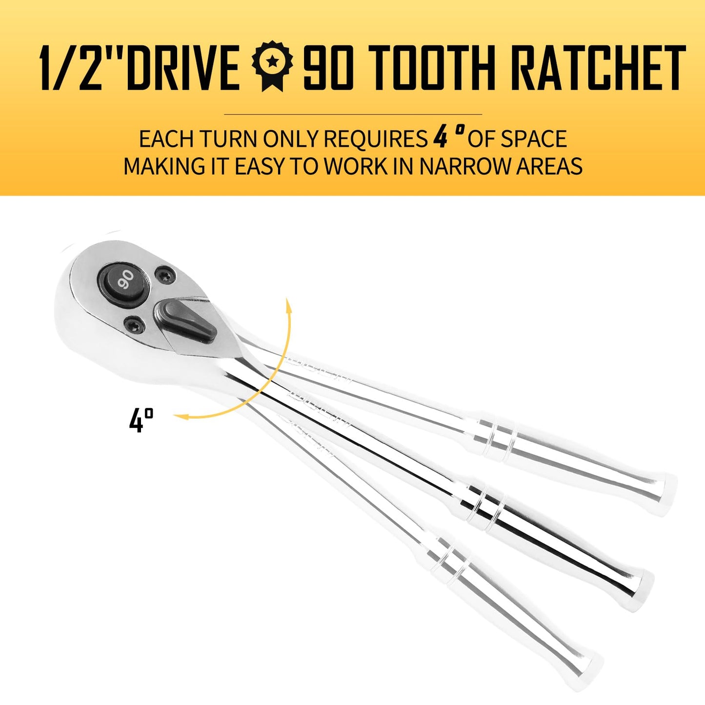 BOENTools 1/2" 90-Tooth Chrome Alloy Ratchet Torque Wrench - BOEN