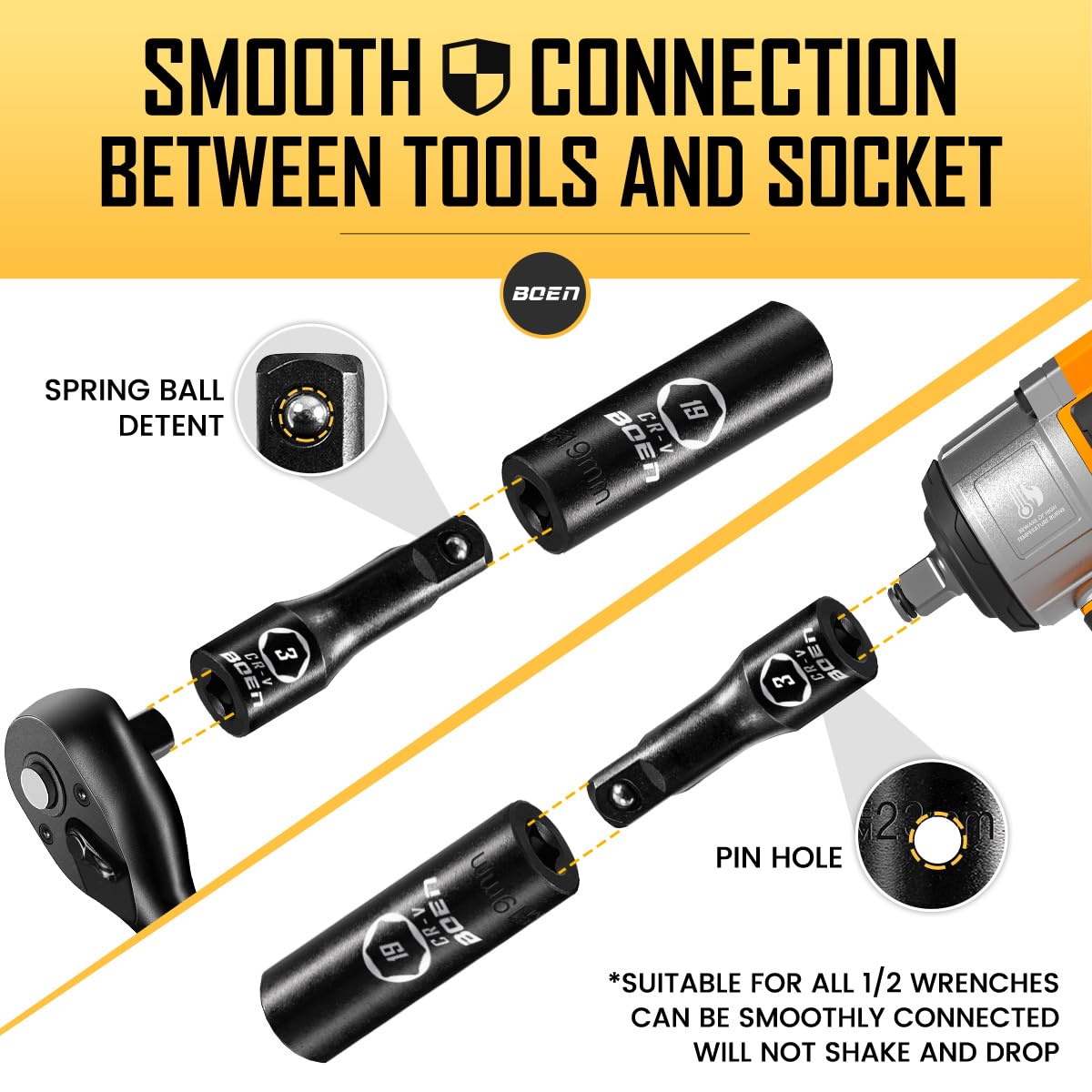 BOENTools 1/2" Dr Impact Deep Socket Metric - 29Pcs - BOEN