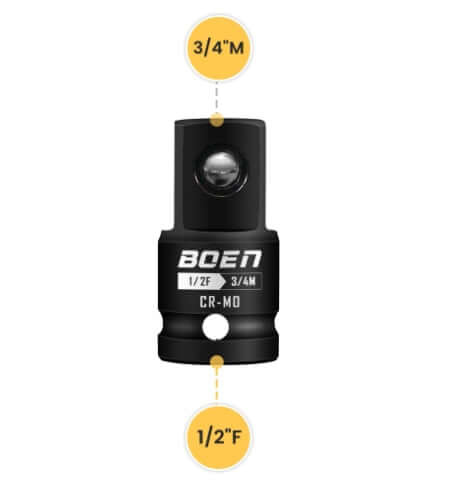 BOENTools 1/2"F x 3/4"M Impact Socket Adapter - BOEN