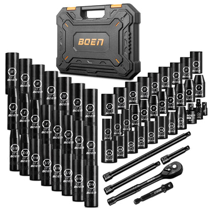 BoenTools 3/8" Drive Standard SAE Impact Ratchet Socket set 57 - Piece - BOEN