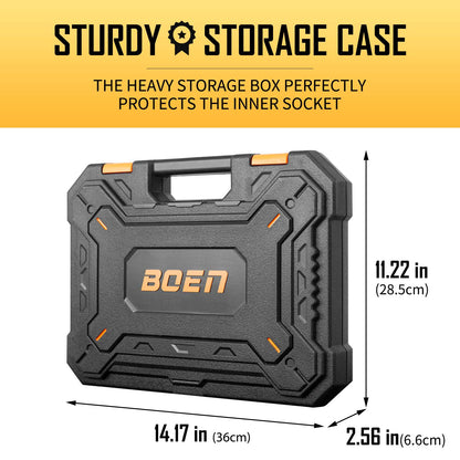 BoenTools 3/8" Drive Standard SAE Impact Ratchet Socket set 57 - Piece - BOEN