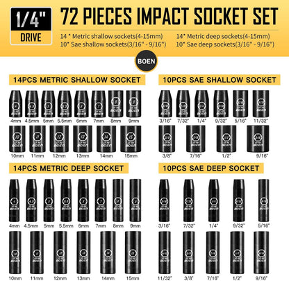 BOENTools 75 Piece 1/4 In Socket/Drill Socket Adapter Set - BOEN