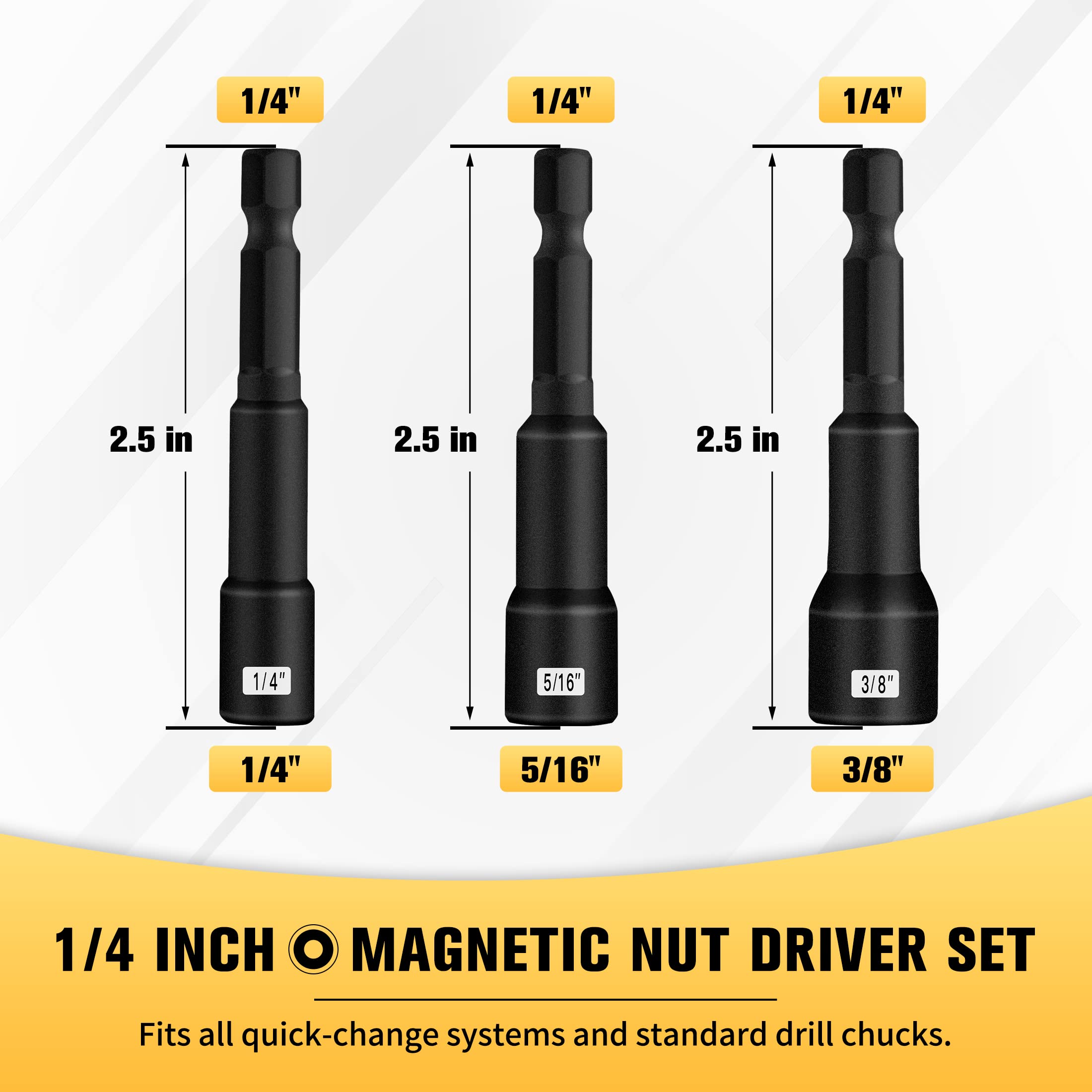 SAE 1/4 inch Impact Drill Driver Bit Set 3Pc BOENTools