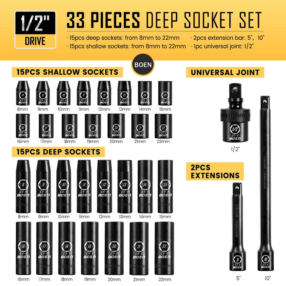 Shallow Scocket 33pc 1/2