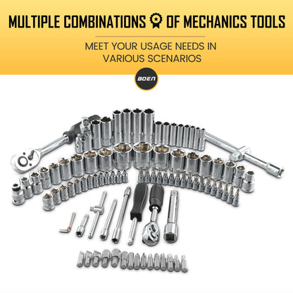 BOEN Tools 1/4" and 1/2" Drive Wrench Socket Set Metric -94 Pcs - BOEN