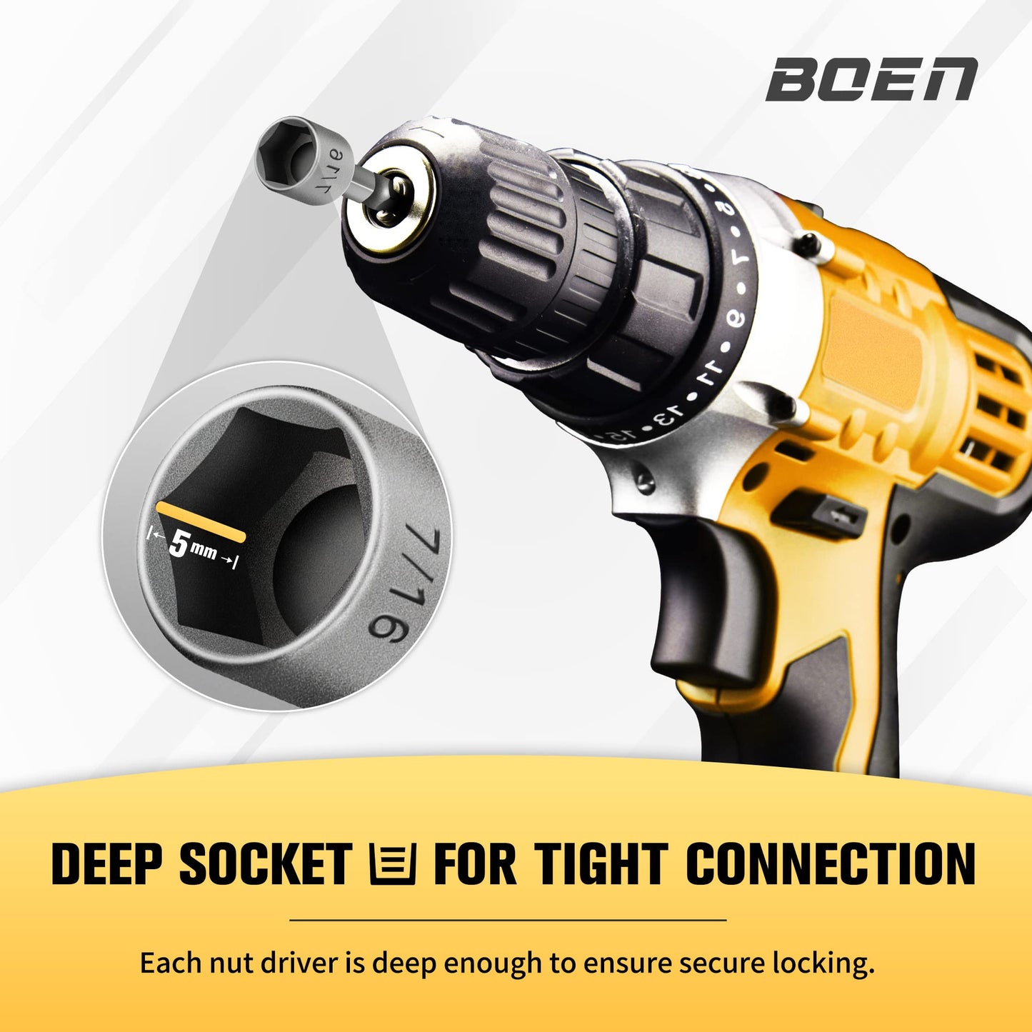 BOEN Tools 1/4Inch Driver Power Nuts Driver Drill Bits Set Metric & SAE - BOEN