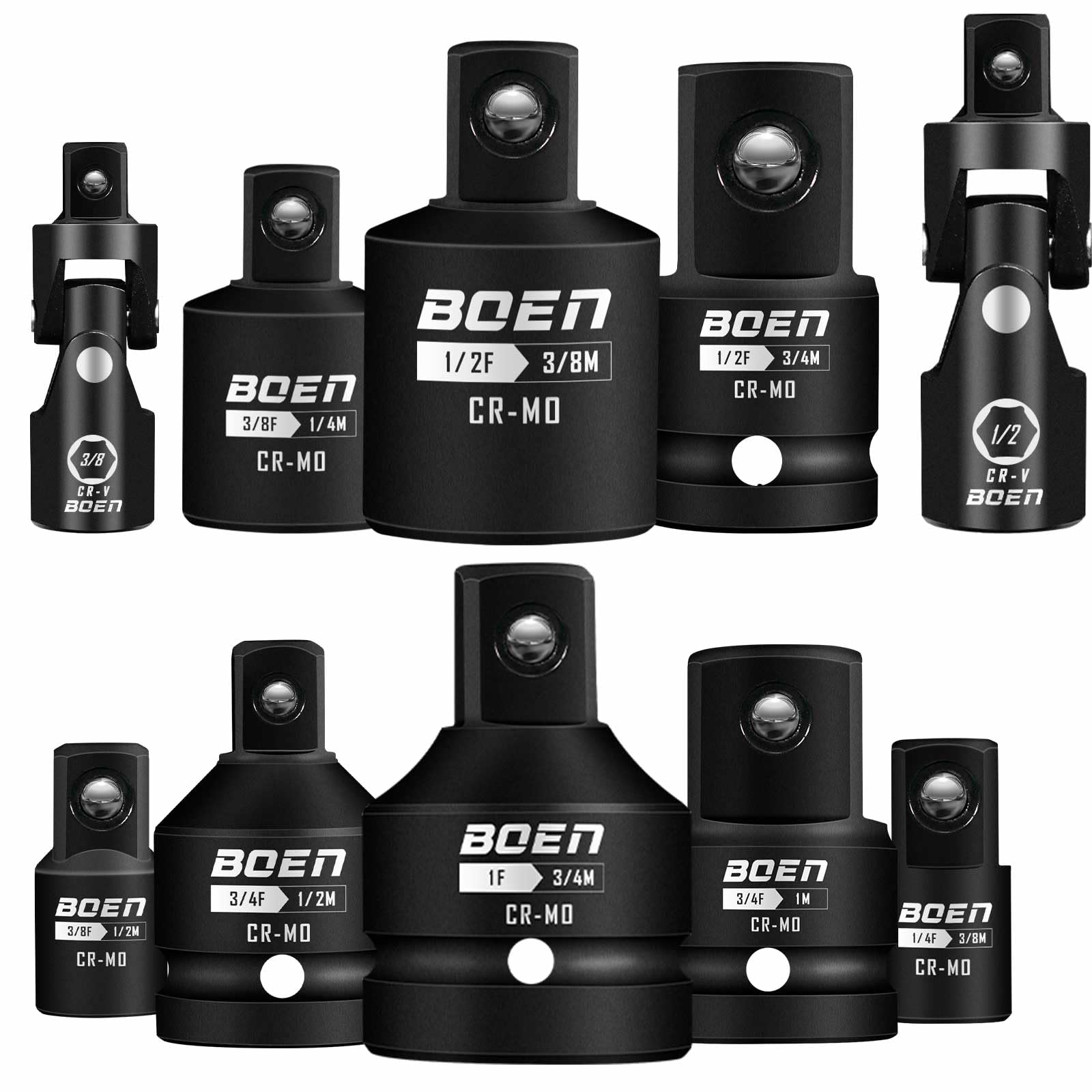 BOENTools 10pc Standard Impact Socket Adapter/Reducer Set