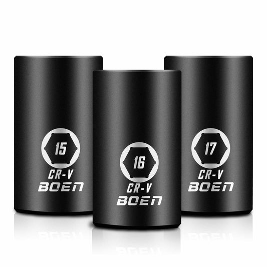 BOENTools 1/2" Drive 15-17mm Metric Shallow Impact Sockets - BOEN